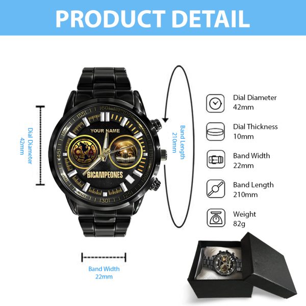 Personalized Club América Black Stainless Steel Watch - HOATT 5099