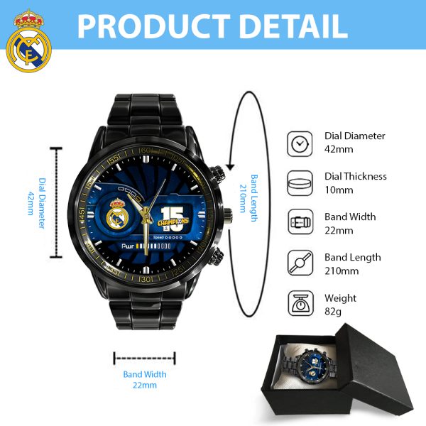 Real Madrid CF Black Stainless Steel Watch - HOATT 5070