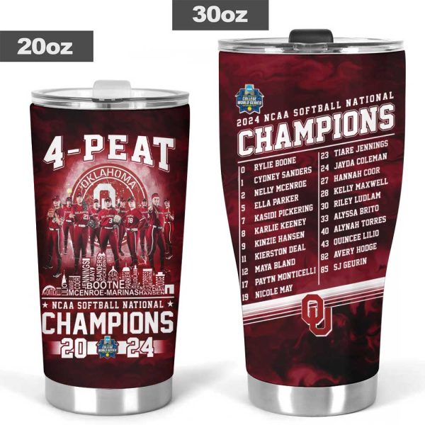 Oklahoma Sooners Women’s Softball Tumbler Cup - MAITM 6985