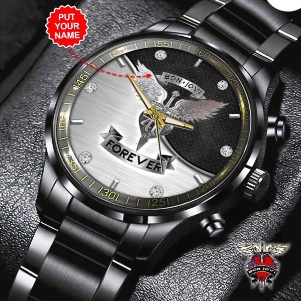 Personalized Bon Jovi Black Stainless Steel Watch - HOATT 5136