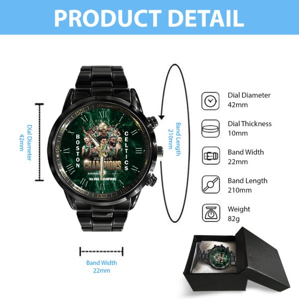 Boston Celtics Black Stainless Steel Watch - HUANNM 5409