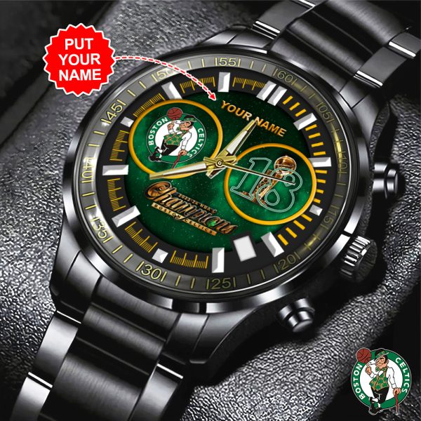 Personalized Boston Celtics Black Stainless Steel Watch - HOATT 5294