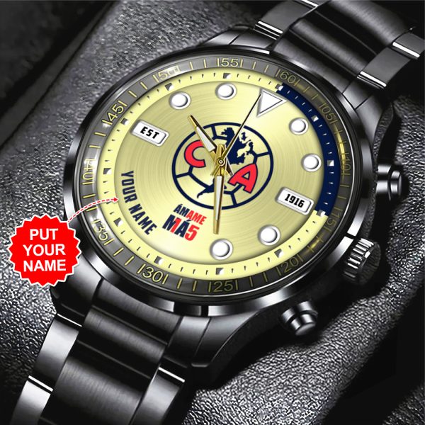 Personalized Club América Black Stainless Steel Watch - MAITM 6915