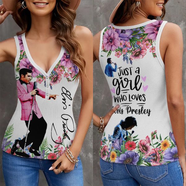 Elvis Presley Women V-Neck Ribbed Tank Top - MAITM 7082