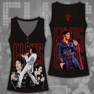 Elvis Presley Women V-Neck Ribbed Tank Top - VANDH 3039