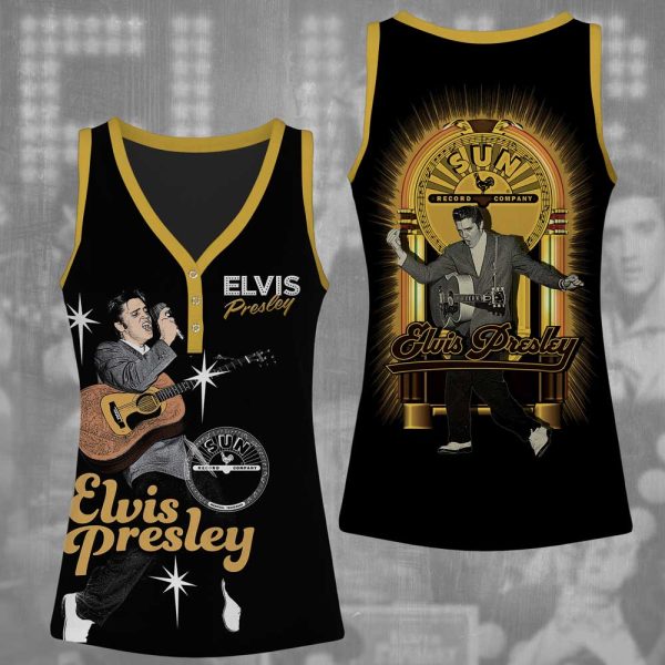 Elvis Presley Women V-Neck Ribbed Tank Top - VANDH 3043