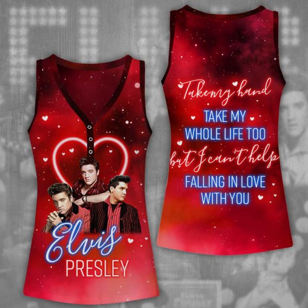 Elvis Presley Women V-Neck Ribbed Tank Top - VANDH 3049