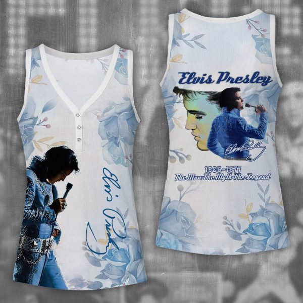 Elvis Presley Women V-Neck Ribbed Tank Top - MAITM 7083