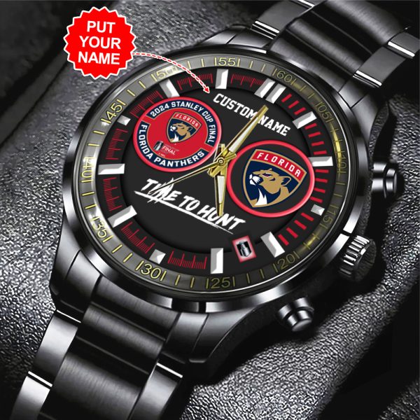 Personalized Florida Panthers Black Stainless Steel Watch - TANTN 6800