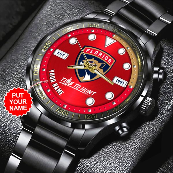 Personalized Florida Panthers Black Stainless Steel Watch - MAITM 7173