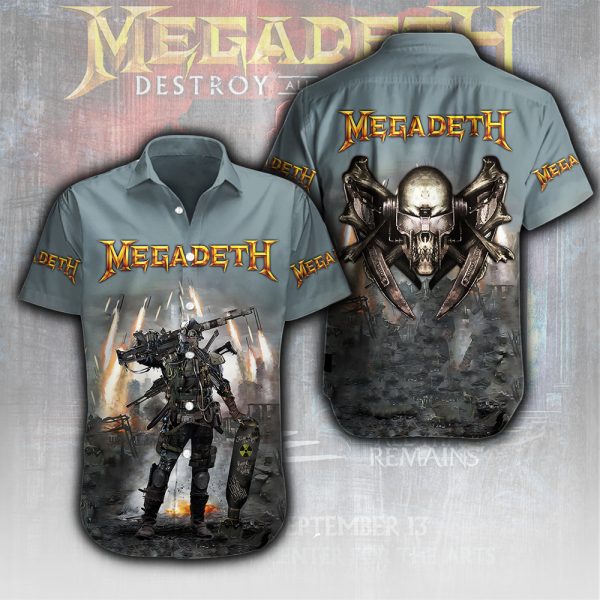 Megadeth Band Short Sleeve Dress Shirt - HUANNM 5180