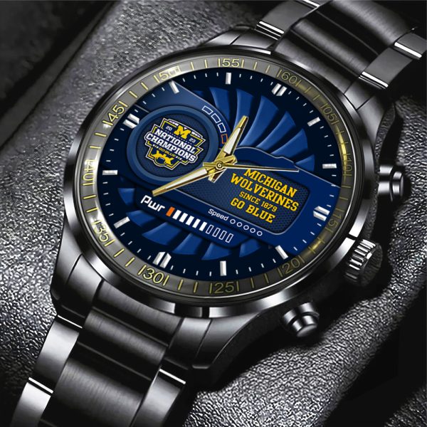 Michigan Wolverines Football Black Stainless Steel Watch - MAITM 7064.1