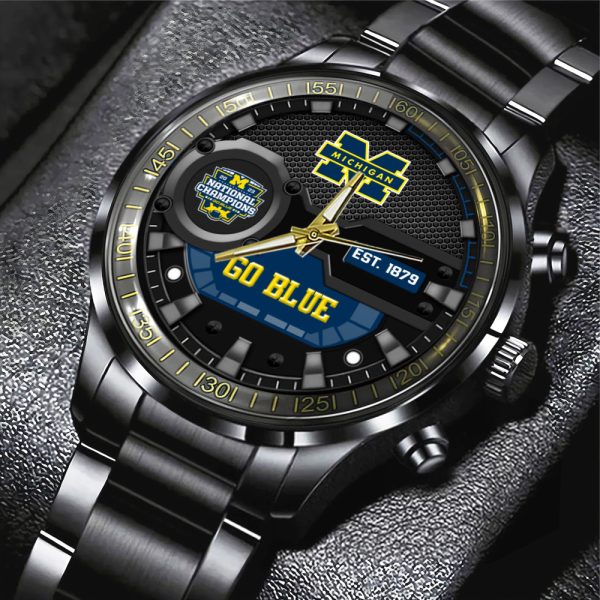 Michigan Wolverines Football Black Stainless Steel Watch - MAITM 7065