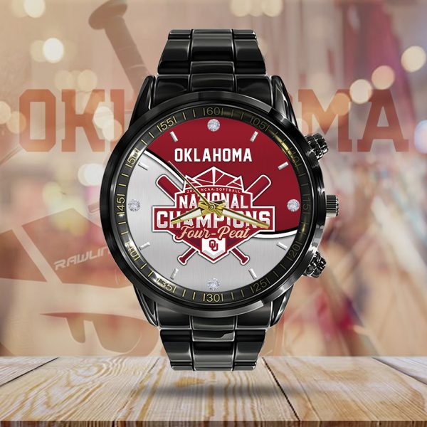 Oklahoma Sooners Women’s Softball Black Stainless Steel Watch - HUANNM 5315