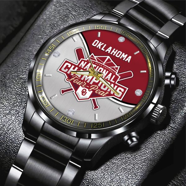 Oklahoma Sooners Women’s Softball Black Stainless Steel Watch - HUANNM 5315