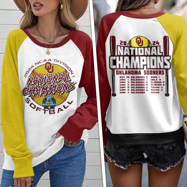 Oklahoma Sooners Women’s Softball Round Neck Raglan Sleeve Sweatshirt – MAITM 6988