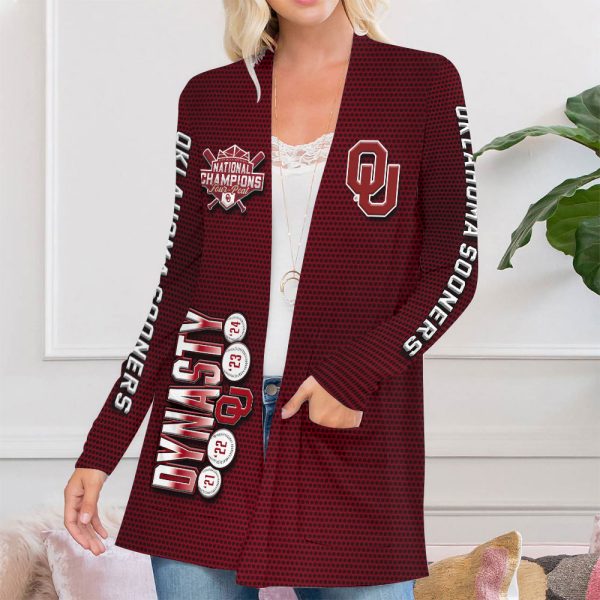 Oklahoma Sooners Women’s Softball Women’s Patch Pocket Cardigan – HUANNM 5320