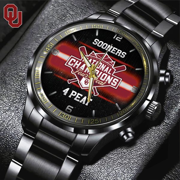 Oklahoma Sooners Women's Softball Black Stainless Steel Watch - HOATT 5169