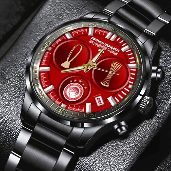 Olympiakos F.C. Black Stainless Steel Watch - HUANNM 5333