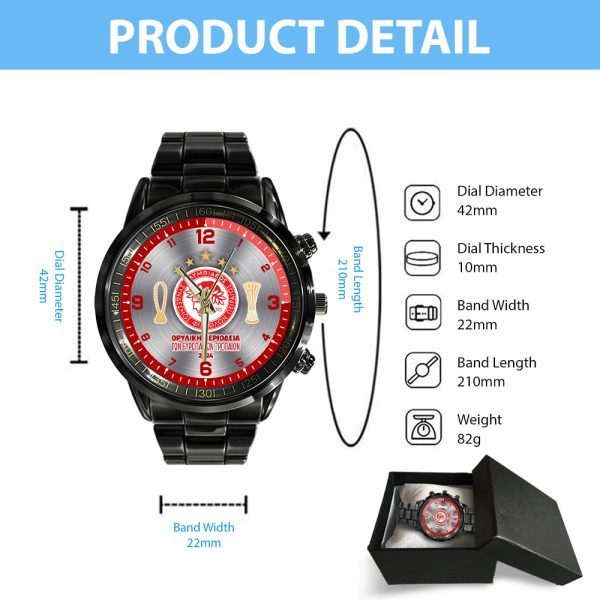 Olympiakos F.C. Black Stainless Steel Watch - HUANNM 5335