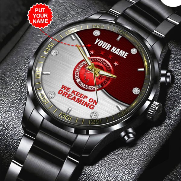 Personalized Olympiakos F.C. Black Stainless Steel Watch - HOATT 5119