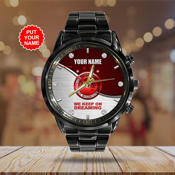 Personalized Olympiakos F.C. Black Stainless Steel Watch - HOATT 5119