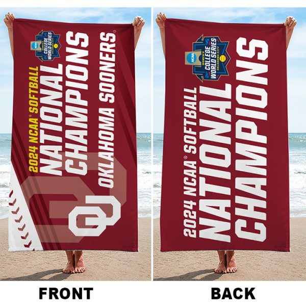 Oklahoma Sooners Women's Softball Rectangle Beach Towel - TANTN 6883