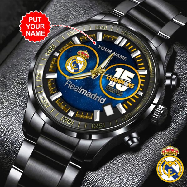 Personalized Real Madrid CF Black Stainless Steel Watch - HOATT 6064