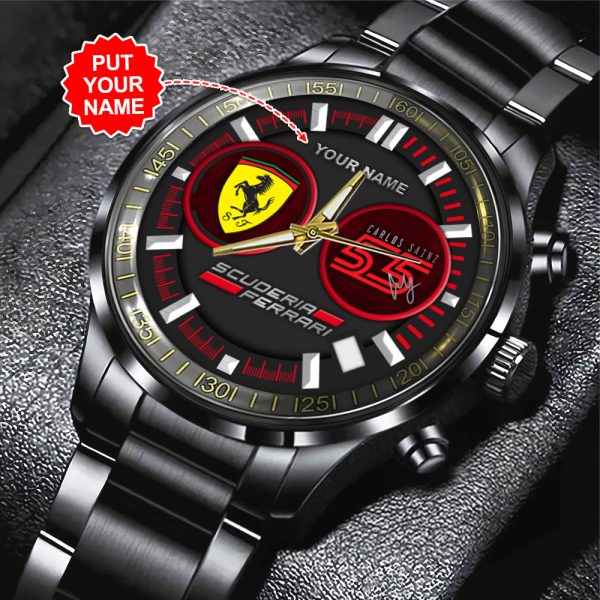 Personalized Scuderia Ferrari x Carlos Sainz Black Stainless Steel Watch - HOATT 5121