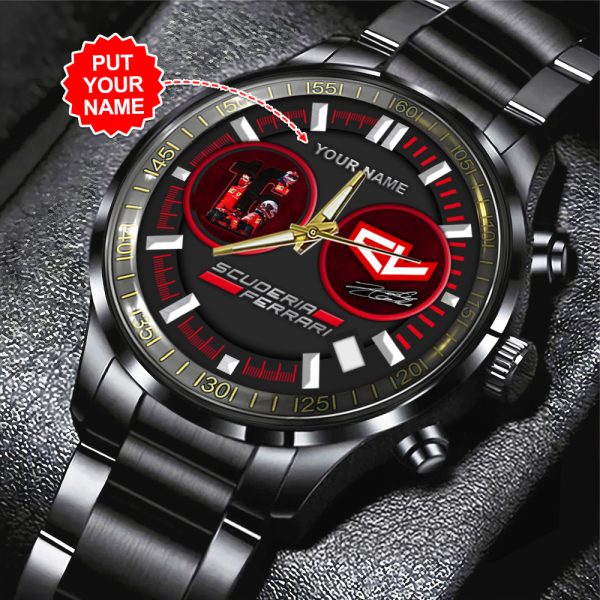 Personalized Scuderia Ferrari x Charles Leclerc Black Stainless Steel Watch - HOATT 5125