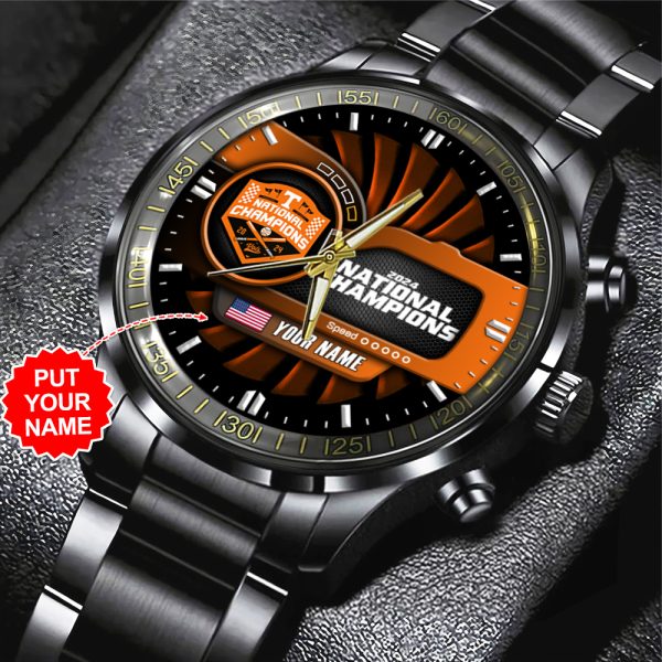 Personalized Tennessee Volunteers Baseball Black Stainless Steel Watch - TANTN 7148