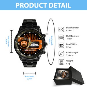 Personalized Tennessee Volunteers Baseball Black Stainless Steel Watch - TANTN 7148