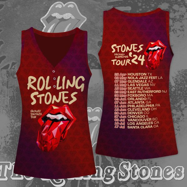 The Rolling Stones Women V-Neck Ribbed Tank Top - MAITM 7051