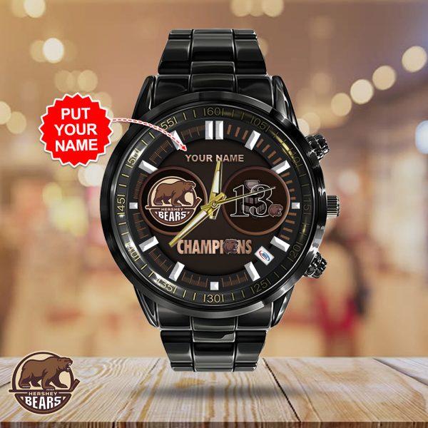 Personalized Hershey Bears Black Stainless Steel Watch - HOATT 5404