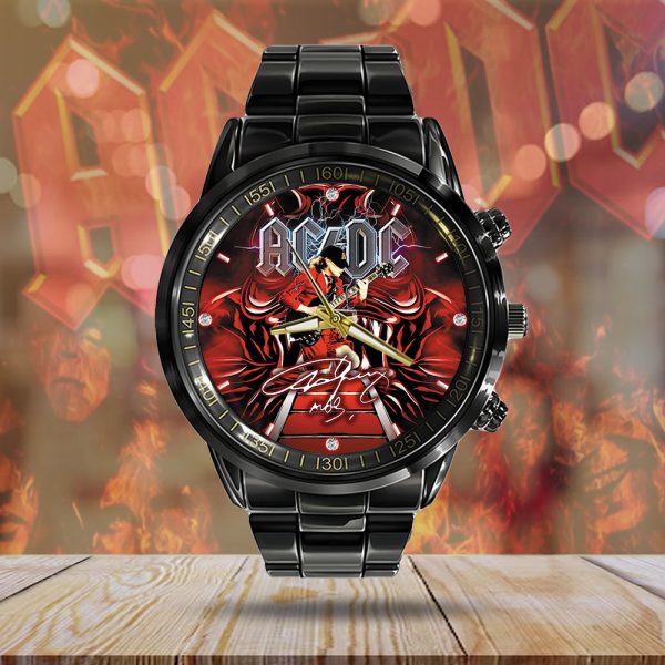 AC/DC x Angus Young Black Stainless Steel Watch - MAITM 7450