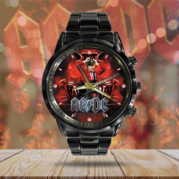 AC/DC x Angus Young Black Stainless Steel Watch - MAITM 7452