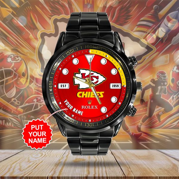 Personalized Kansas City Chiefs x Rolex Black Stainless Steel Watch - MAITM 7353