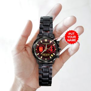 Personalized Spain National Football Team Black Stainless Steel Watch - HOATT 5561