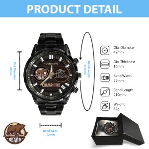 Personalized Hershey Bears Black Stainless Steel Watch - HOATT 5404