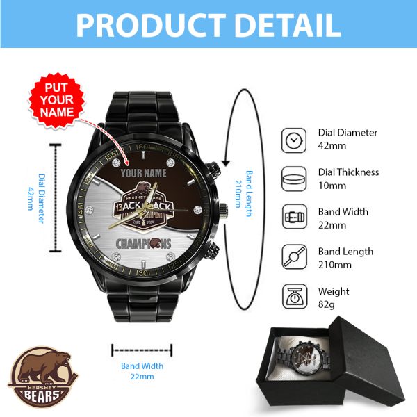 Personalized Hershey Bears Black Stainless Steel Watch - HOATT 5405