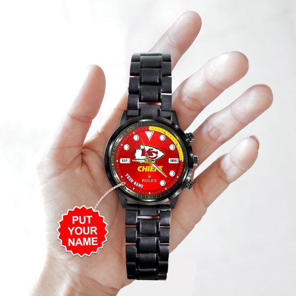 Personalized Kansas City Chiefs x Rolex Black Stainless Steel Watch - MAITM 7353