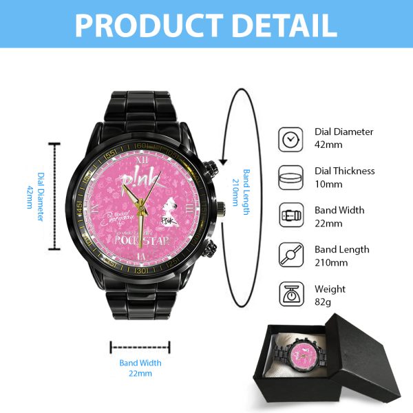 P!nk Black Stainless Steel Watch - ANHNV 4945