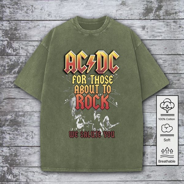 AC/DC 2D Acid Washed Cotton Shirt - GNE 765