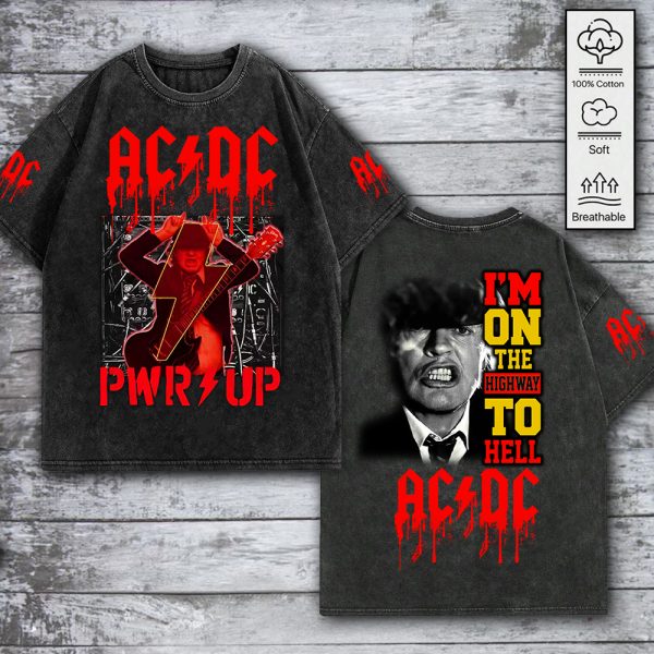 AC/DC 2D Acid Washed Cotton Shirt - GNE 687