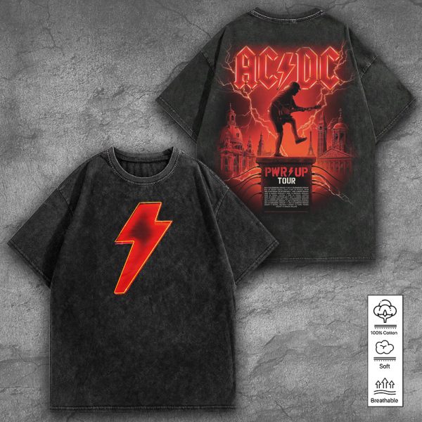 AC/DC 2D Acid Washed Cotton Shirt - TANTN 7551