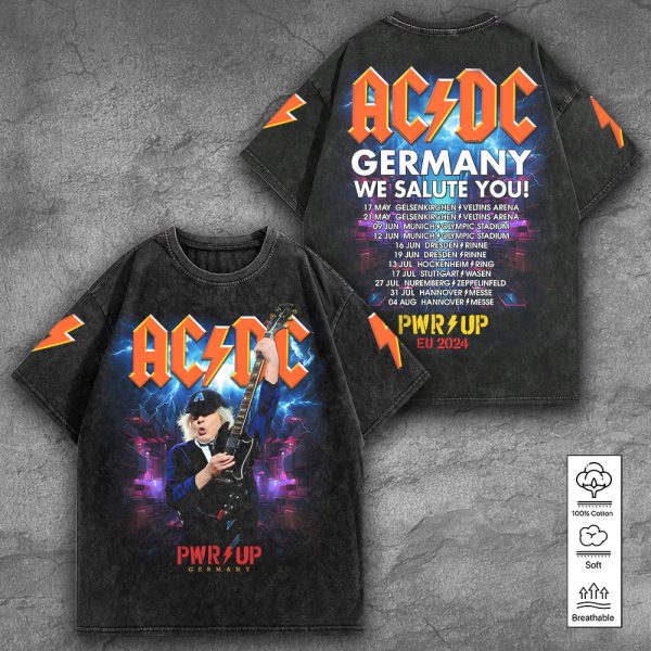 AC/DC 2D Acid Washed Cotton Shirt - TANTN 7554