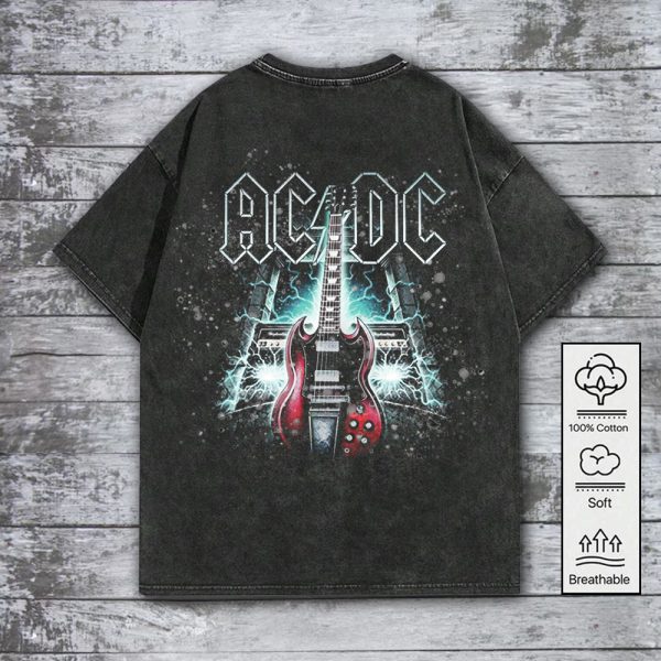 AC/DC 2D Acid Washed Cotton Shirt - GNE 748