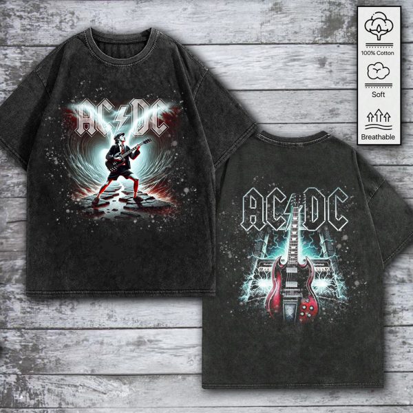 AC/DC 2D Acid Washed Cotton Shirt - GNE 748