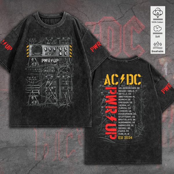 AC/DC 2D Acid Washed Cotton Shirt - TANTN 7553