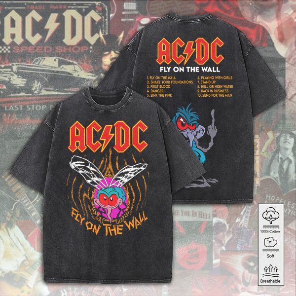 AC/DC 2D Acid Washed Cotton Shirt - ANHNV 4979